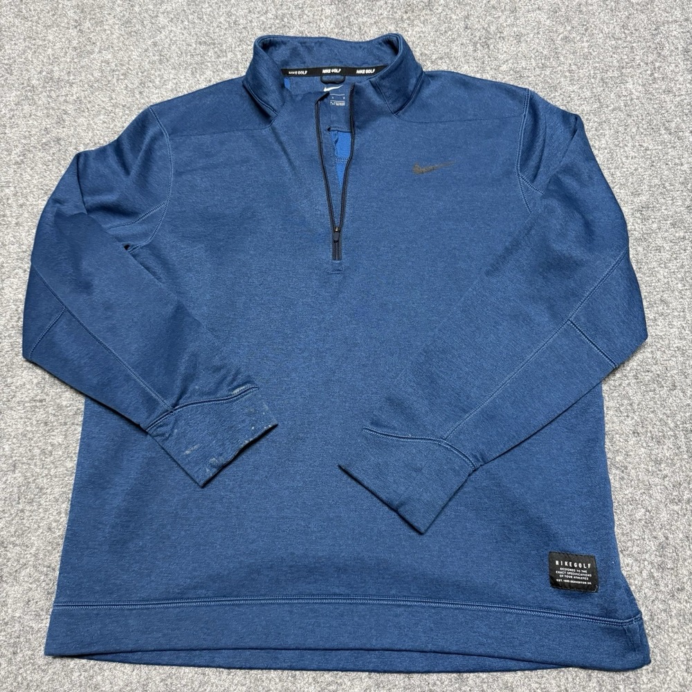 Nike Golf 1/4 Zip Pullover Mens Large Blue Therma Repel Golf 932350-451